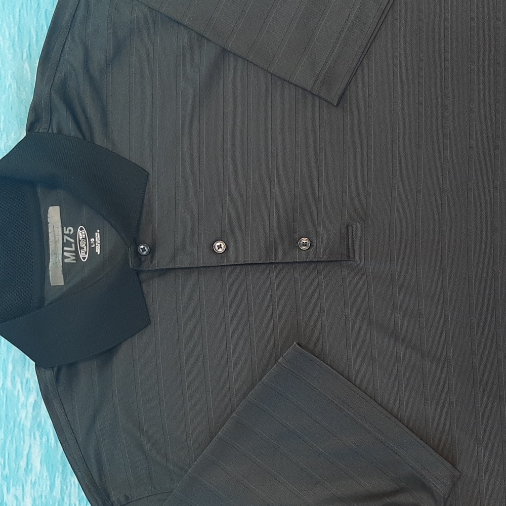 Greg Norman Collection Black Striped Polo Shirt